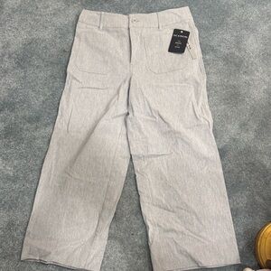 Zac & Rachel brand light-colored, linen-blend wide-leg cropped trousers size 10